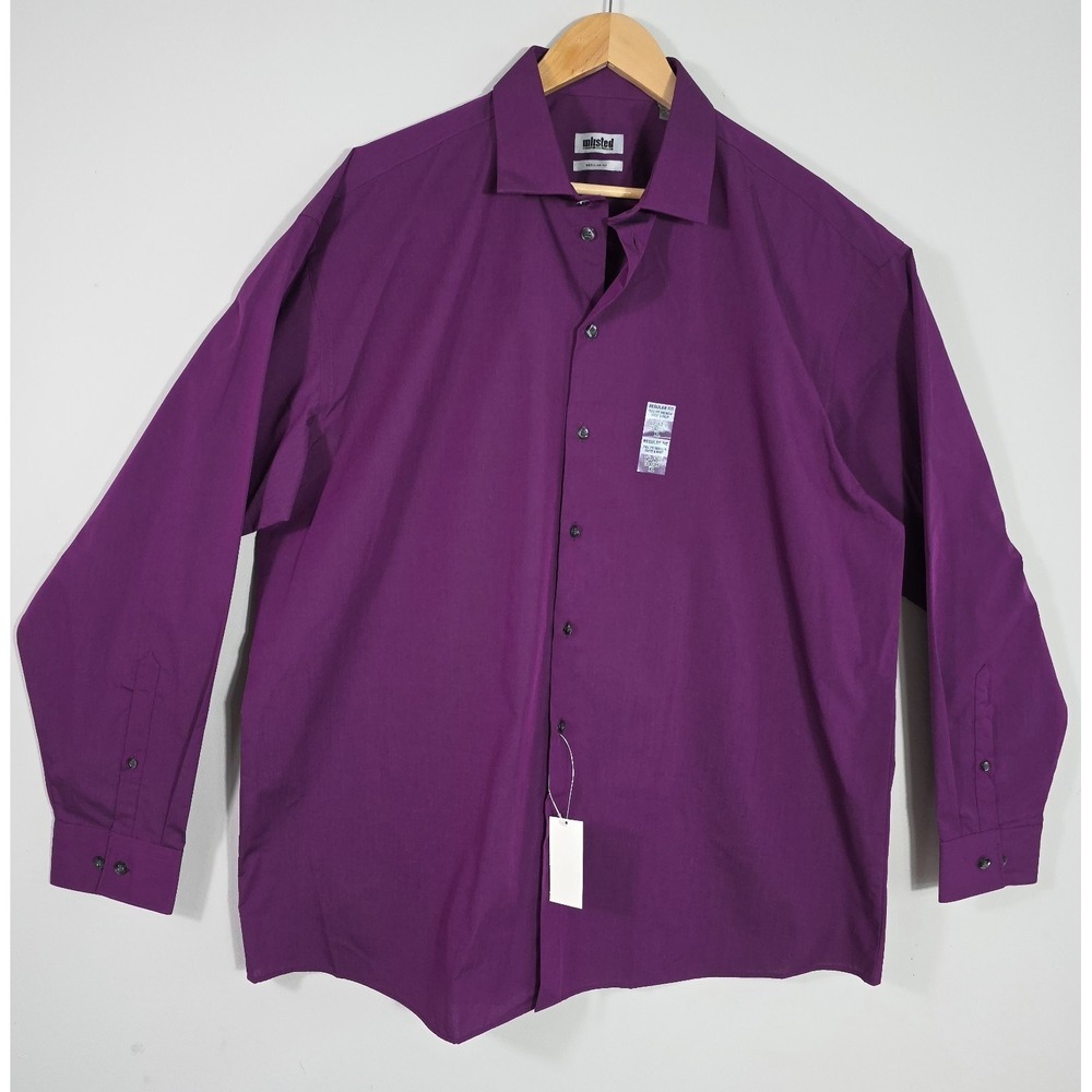 Unlisted Men XL Raspberry Purple Dress Shirt NWT Regular Fit 17-17.5 - Picture 2 of 11